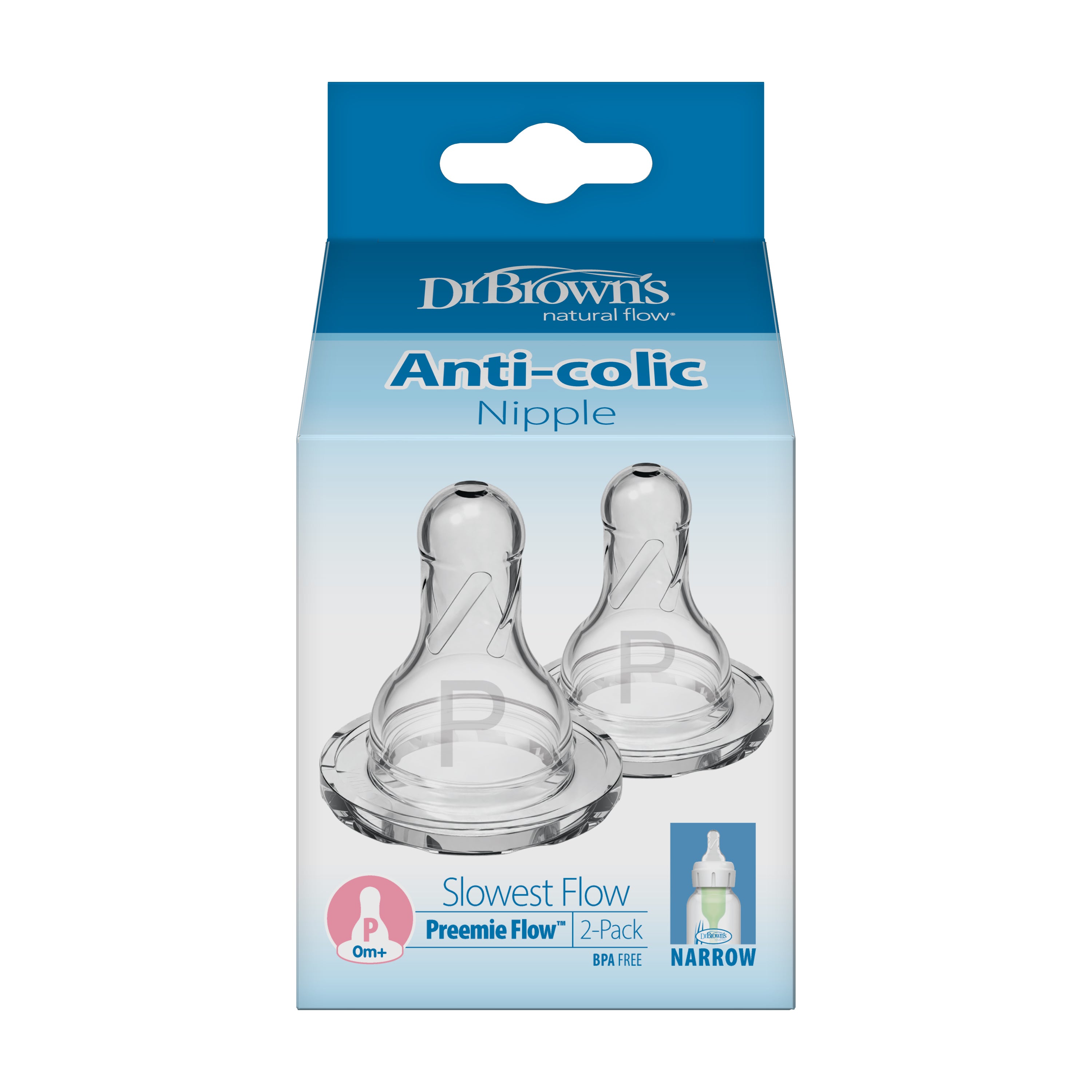 dr-brown-s-natural-flow-narrow-baby-bottle-silicone-nipple-level-preemie-2-pack image 2