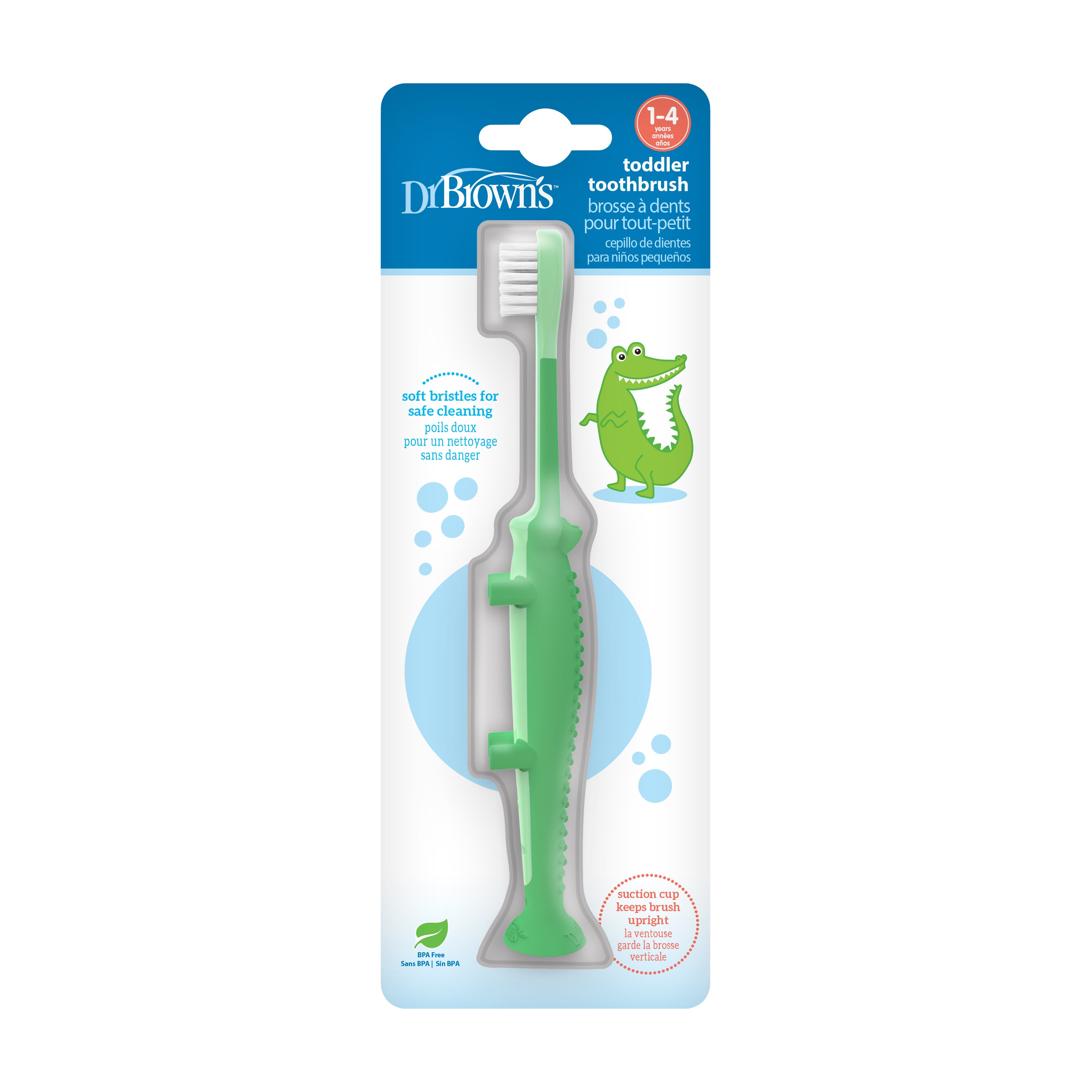 dr-brown-s-crocodile-toddler-toothbrush-soft-bristles-with-suction-cup-base image 3